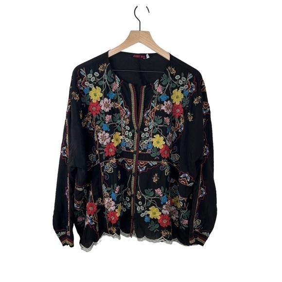 Johnny Was Tops - Johnny Was Cabo Embroidered Floral Button Down Blouse